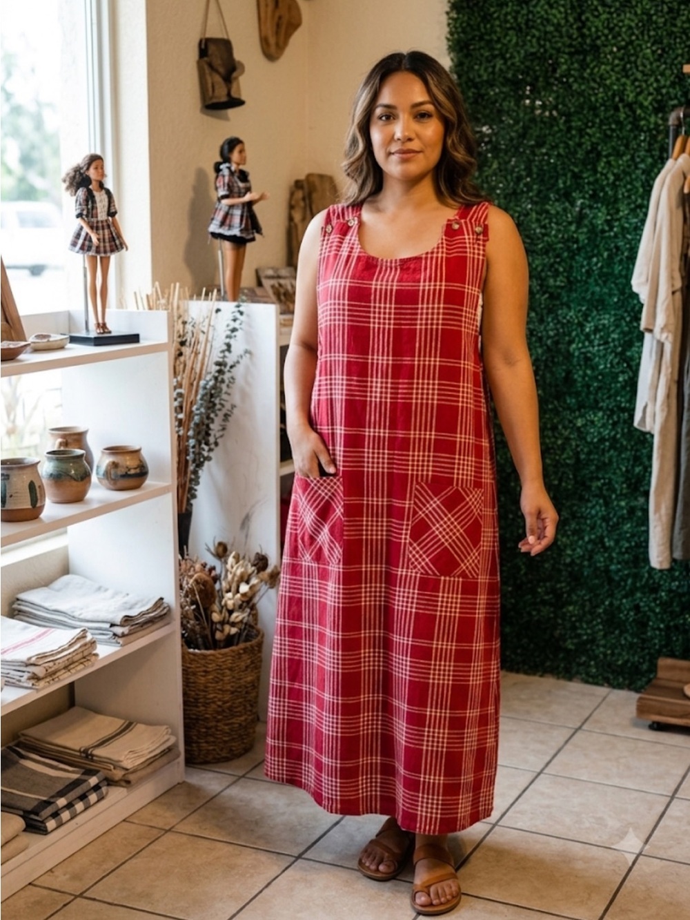 Blend Plaid Jumper Dress - Size 22 W # 295